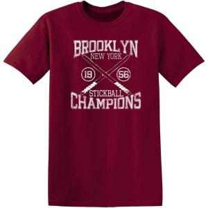 imageBrooklyn Stickball Champions Humor Street Baseball NYC Mens Funny T ShirtGarnet
