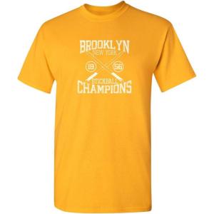 imageBrooklyn Stickball Champions Humor Street Baseball NYC Mens Funny T ShirtGold
