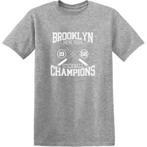 imageBrooklyn Stickball Champions Humor Street Baseball NYC Mens Funny T ShirtHeather Grey