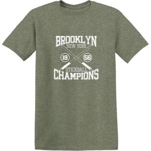 imageBrooklyn Stickball Champions Humor Street Baseball NYC Mens Funny T ShirtHeather Military
