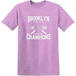 imageBrooklyn Stickball Champions Humor Street Baseball NYC Mens Funny T ShirtHeather Orchid