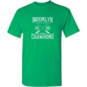 imageBrooklyn Stickball Champions Humor Street Baseball NYC Mens Funny T ShirtIrish