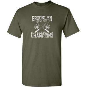 imageBrooklyn Stickball Champions Humor Street Baseball NYC Mens Funny T ShirtMilitary