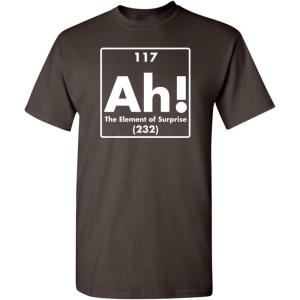 imageAh The Element of Surprise Science Sarcastic Funny T ShirtBrown