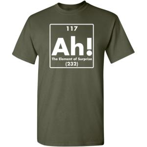 imageAh The Element of Surprise Science Sarcastic Funny T ShirtMilitary