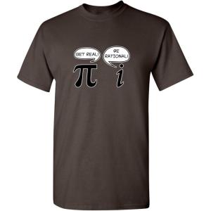 imageGet Real Be Rational Pi Funny Math Geek Sarcastic Adult Novelty Funny T ShirtBrown