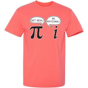 imageGet Real Be Rational Pi Funny Math Geek Sarcastic Adult Novelty Funny T ShirtCoral