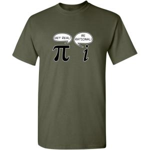 imageGet Real Be Rational Pi Funny Math Geek Sarcastic Adult Novelty Funny T ShirtMilitary