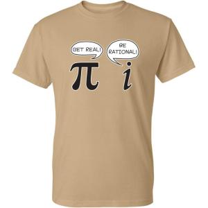 imageGet Real Be Rational Pi Funny Math Geek Sarcastic Adult Novelty Funny T ShirtTan