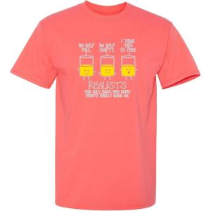 imageRealists The Only Ones That Know What is Going On Mens Joke Funny T ShirtCoral