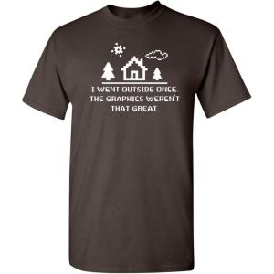imageI Went Outside Once Adult Humor Graphic Novelty Sarcastic Funny T ShirtBrown