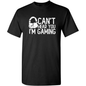imageCant Hear You Im Gaming Headset Graphic Video Games Gamer Mens Funny T ShirtBlack