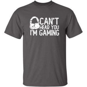 imageCant Hear You Im Gaming Headset Graphic Video Games Gamer Mens Funny T ShirtCharcoal
