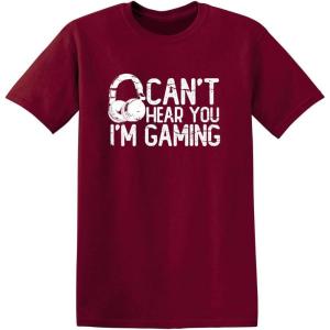 imageCant Hear You Im Gaming Headset Graphic Video Games Gamer Mens Funny T ShirtGarnet