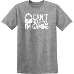 imageCant Hear You Im Gaming Headset Graphic Video Games Gamer Mens Funny T ShirtHeather Grey