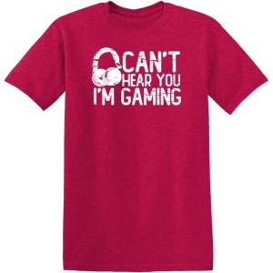 imageCant Hear You Im Gaming Headset Graphic Video Games Gamer Mens Funny T ShirtHeather Red