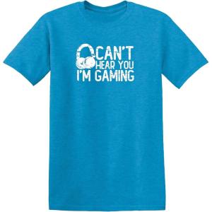 imageCant Hear You Im Gaming Headset Graphic Video Games Gamer Mens Funny T ShirtHeather Sapphire