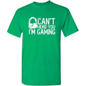 imageCant Hear You Im Gaming Headset Graphic Video Games Gamer Mens Funny T ShirtIrish
