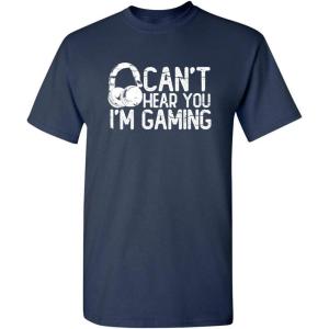 imageCant Hear You Im Gaming Headset Graphic Video Games Gamer Mens Funny T ShirtNavy