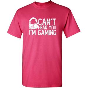 imageCant Hear You Im Gaming Headset Graphic Video Games Gamer Mens Funny T ShirtPink
