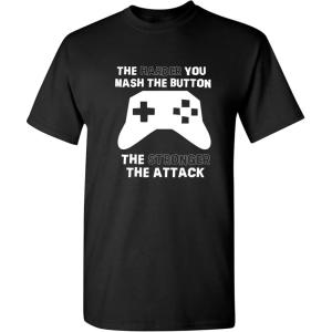 imageThe Harder You Mash The Button Video Game Gift for Gamer Graphic Funny T ShirtBlack