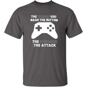 imageThe Harder You Mash The Button Video Game Gift for Gamer Graphic Funny T ShirtCharcoal
