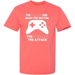 imageThe Harder You Mash The Button Video Game Gift for Gamer Graphic Funny T ShirtCoral