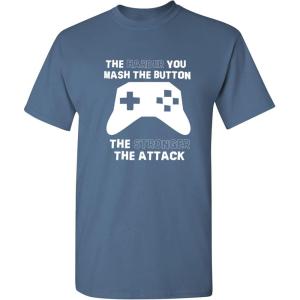 imageThe Harder You Mash The Button Video Game Gift for Gamer Graphic Funny T ShirtDusk