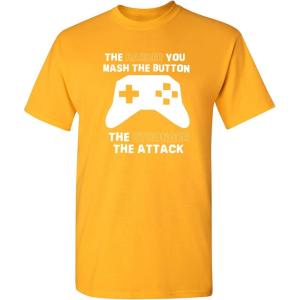 imageThe Harder You Mash The Button Video Game Gift for Gamer Graphic Funny T ShirtGold