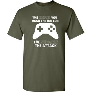 imageThe Harder You Mash The Button Video Game Gift for Gamer Graphic Funny T ShirtMilitary