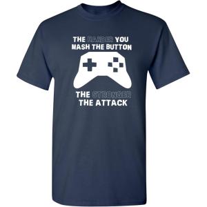 imageThe Harder You Mash The Button Video Game Gift for Gamer Graphic Funny T ShirtNavy
