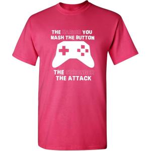 imageThe Harder You Mash The Button Video Game Gift for Gamer Graphic Funny T ShirtPink