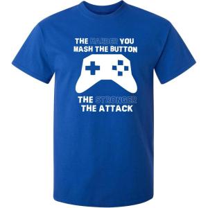 imageThe Harder You Mash The Button Video Game Gift for Gamer Graphic Funny T ShirtRoyal