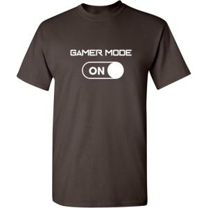 imageGamer Mode On Video Game Graphic Novelty Sarcastic Funny T ShirtBrown