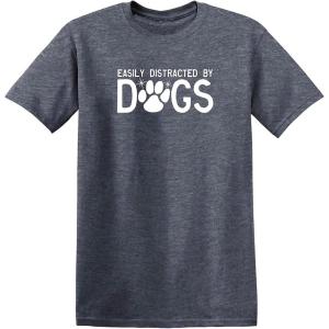 imageEasily Distracted by Dogs Pets Animals Best Friend Humor Funny T ShirtHeather Navy