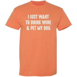 imageWant to Drink Wine ampamp Pet My Dog Graphic Novelty Sarcastic Funny T ShirtSunset