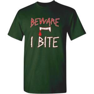 imageBeware I Bite Adult Humor Halloween Graphic Novelty Sarcastic Funny T ShirtForest
