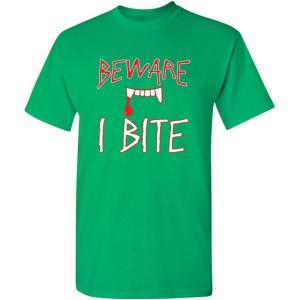 imageBeware I Bite Adult Humor Halloween Graphic Novelty Sarcastic Funny T ShirtIrish