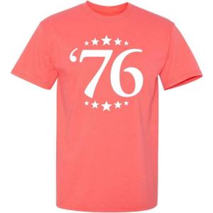 image76 Patriotic America USA 4th of July Adult Mens Graphic Novelty T ShirtCoral