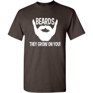 imageBeards They Grow On You Gift for Dad Uncle Brother Graphic Big Beard T Shirt for MenBrown