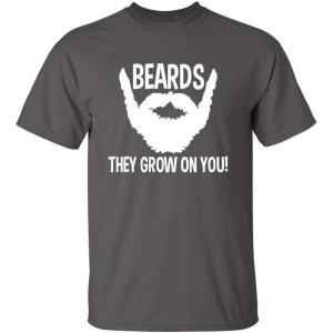 imageBeards They Grow On You Gift for Dad Uncle Brother Graphic Big Beard T Shirt for MenCharcoal