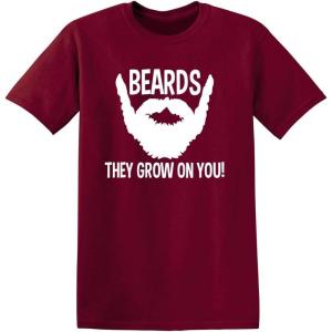 imageBeards They Grow On You Gift for Dad Uncle Brother Graphic Big Beard T Shirt for MenGarnet