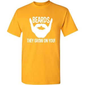imageBeards They Grow On You Gift for Dad Uncle Brother Graphic Big Beard T Shirt for MenGold