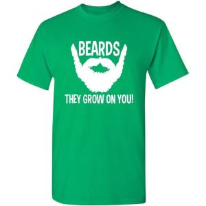 imageBeards They Grow On You Gift for Dad Uncle Brother Graphic Big Beard T Shirt for MenIrish