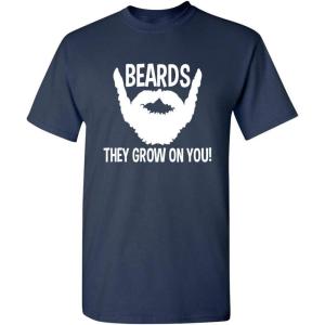 imageBeards They Grow On You Gift for Dad Uncle Brother Graphic Big Beard T Shirt for MenNavy