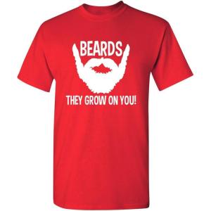 imageBeards They Grow On You Gift for Dad Uncle Brother Graphic Big Beard T Shirt for MenRed