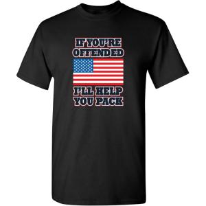 imageFeelin Good Tees If Youre Offended Flag Political Patriotic America TShirtBlack