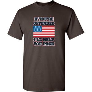 imageFeelin Good Tees If Youre Offended Flag Political Patriotic America TShirtBrown