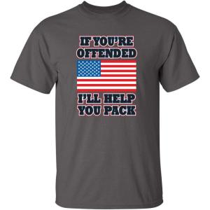 imageFeelin Good Tees If Youre Offended Flag Political Patriotic America TShirtCharcoal
