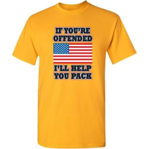 imageFeelin Good Tees If Youre Offended Flag Political Patriotic America TShirtGold